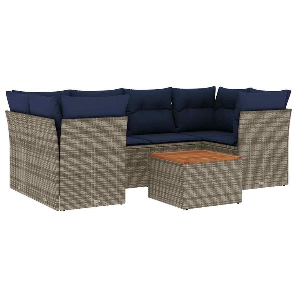 7-delige Loungeset met kussens poly rattan grijs is nu te koop bij PeponiXL, paradijselijk wonen!