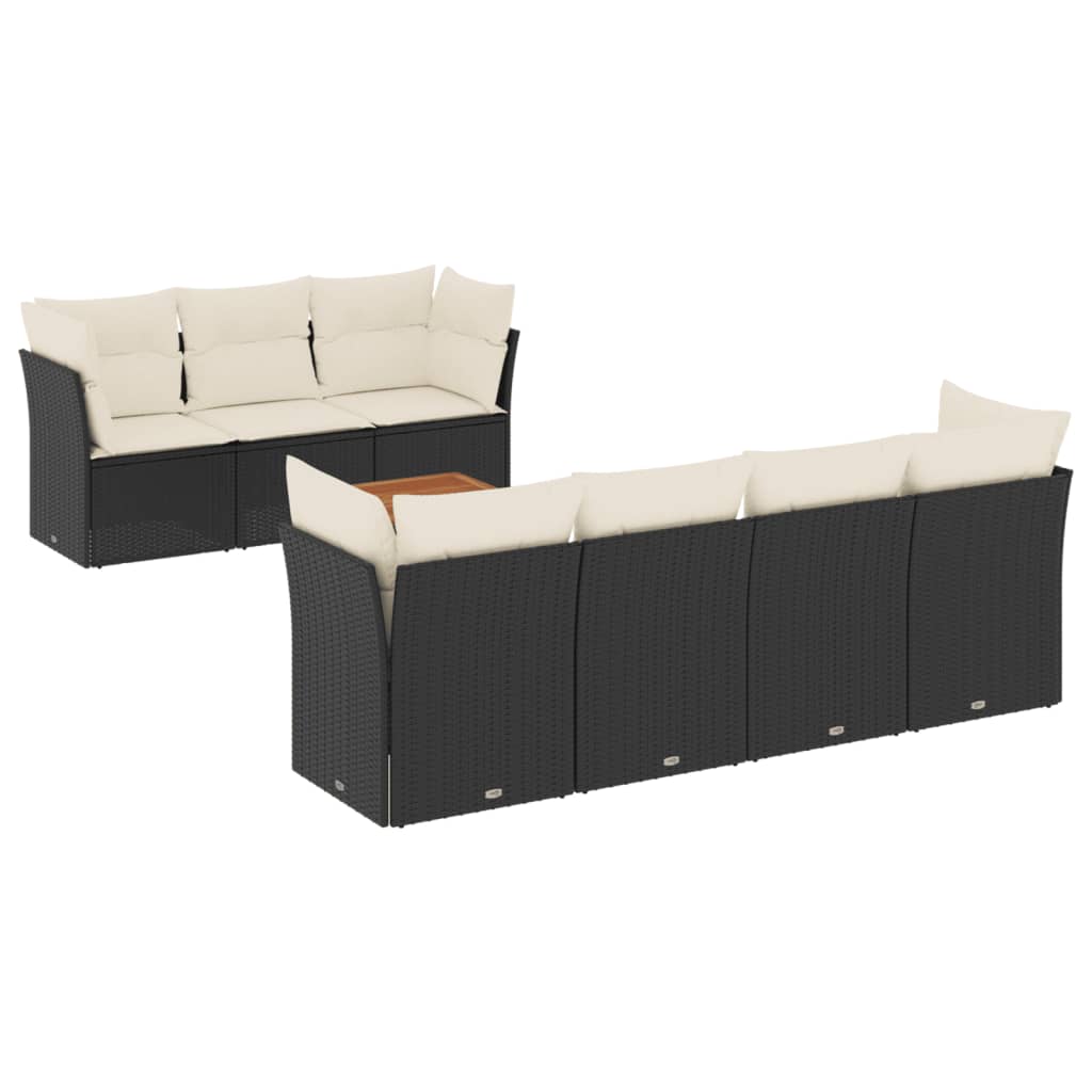 8-delige Loungeset met kussens poly rattan zwart is nu te koop bij PeponiXL, paradijselijk wonen!