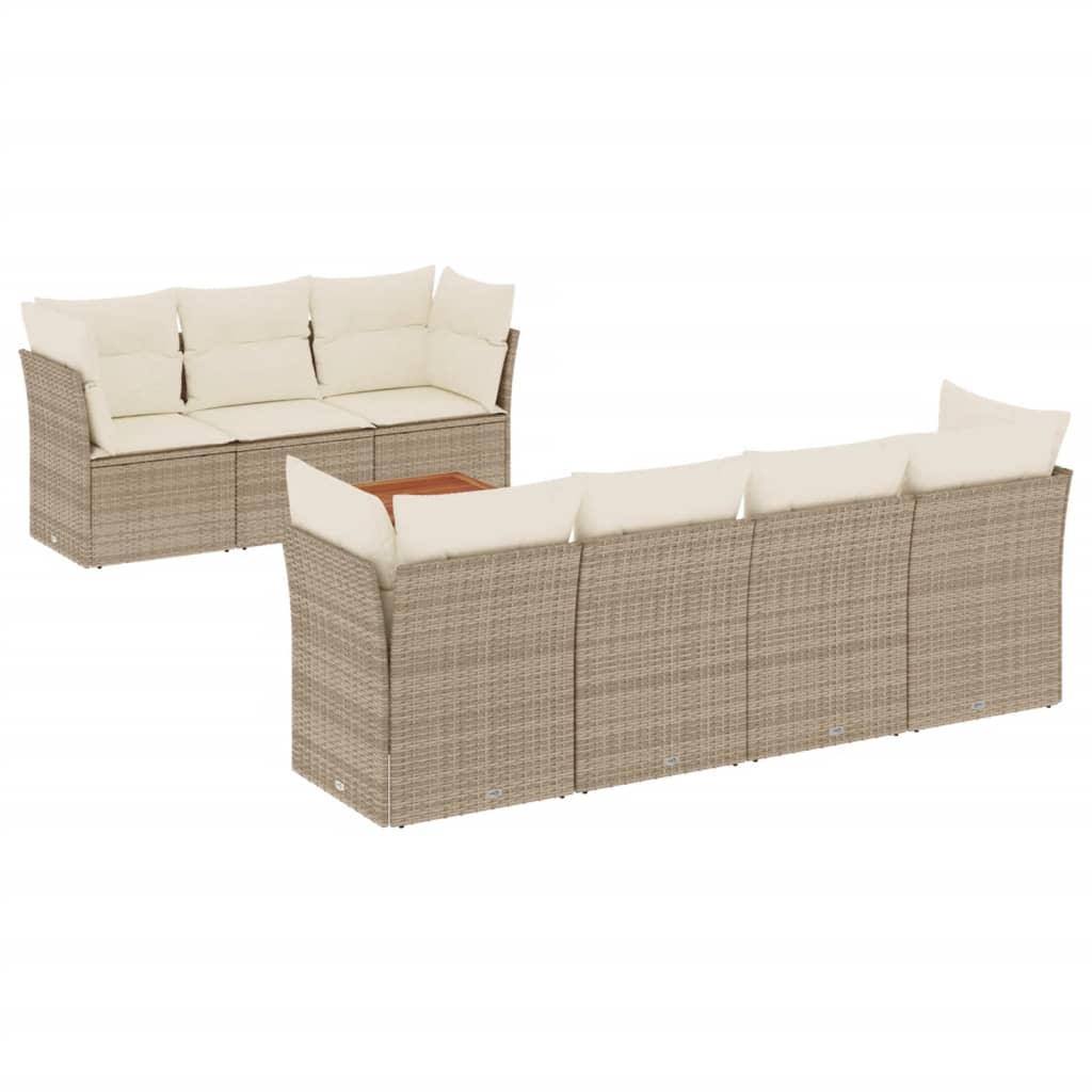 8-delige Loungeset met kussens poly rattan beige is nu te koop bij PeponiXL, paradijselijk wonen!