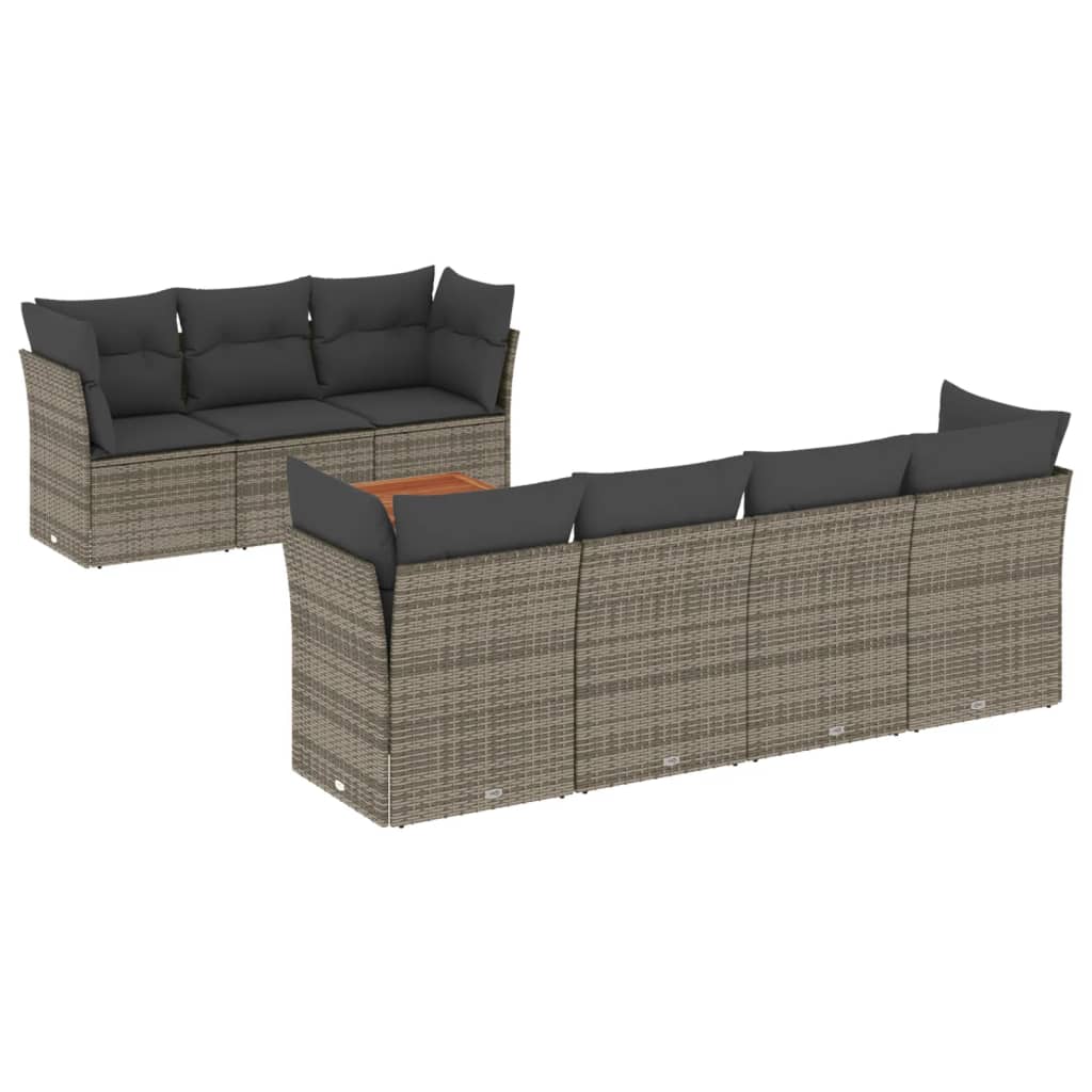 8-delige Loungeset met kussens poly rattan grijs is nu te koop bij PeponiXL, paradijselijk wonen!