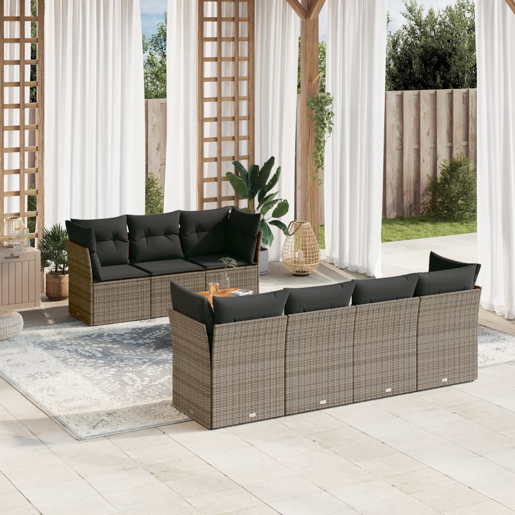 8-delige Loungeset met kussens poly rattan grijs is nu te koop bij PeponiXL, paradijselijk wonen!