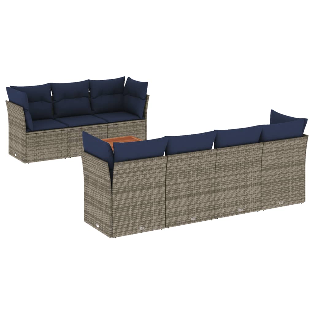8-delige Loungeset met kussens poly rattan grijs is nu te koop bij PeponiXL, paradijselijk wonen!
