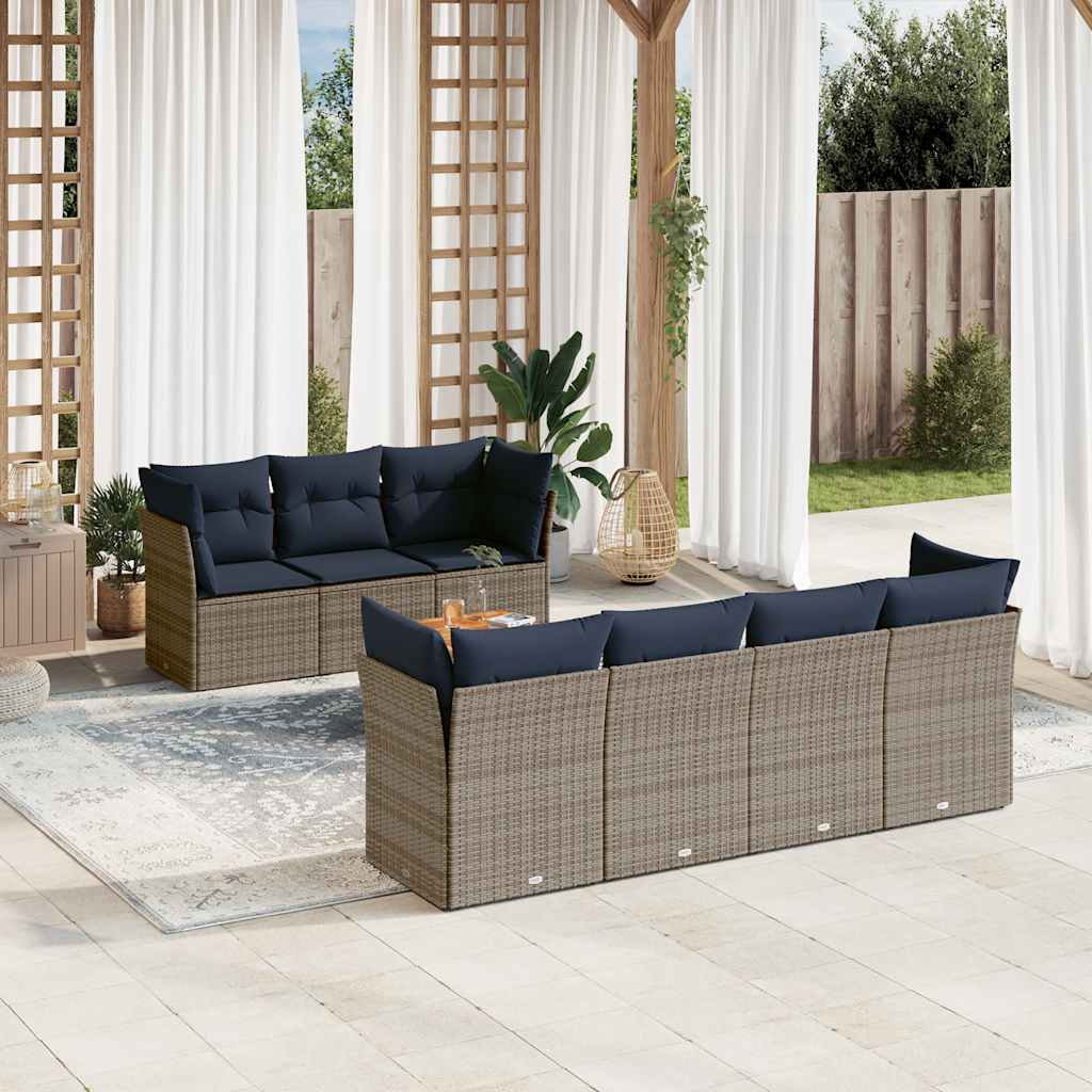 8-delige Loungeset met kussens poly rattan grijs is nu te koop bij PeponiXL, paradijselijk wonen!