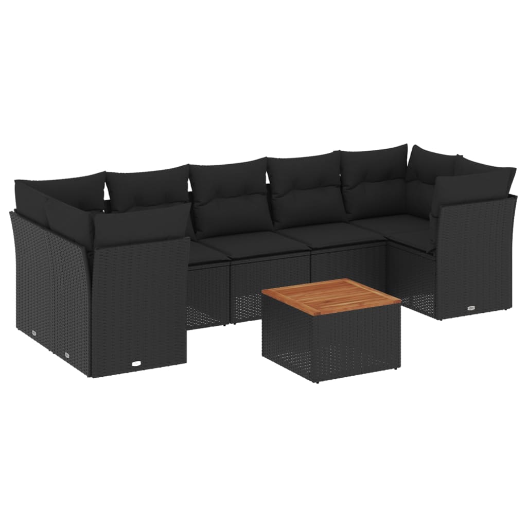 8-delige Loungeset met kussens poly rattan zwart is nu te koop bij PeponiXL, paradijselijk wonen!
