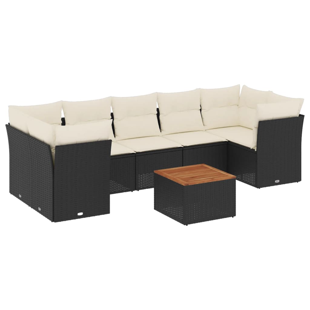 8-delige Loungeset met kussens poly rattan zwart is nu te koop bij PeponiXL, paradijselijk wonen!