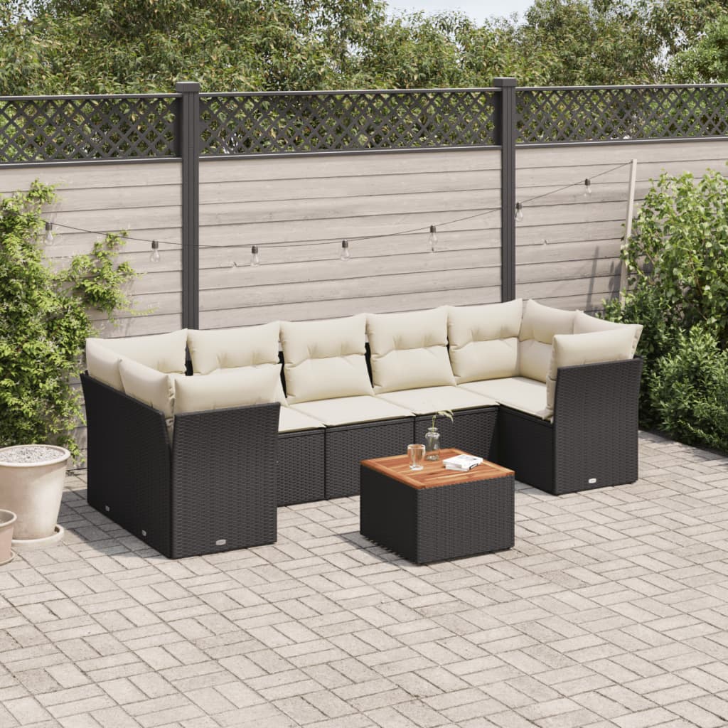 8-delige Loungeset met kussens poly rattan zwart is nu te koop bij PeponiXL, paradijselijk wonen!