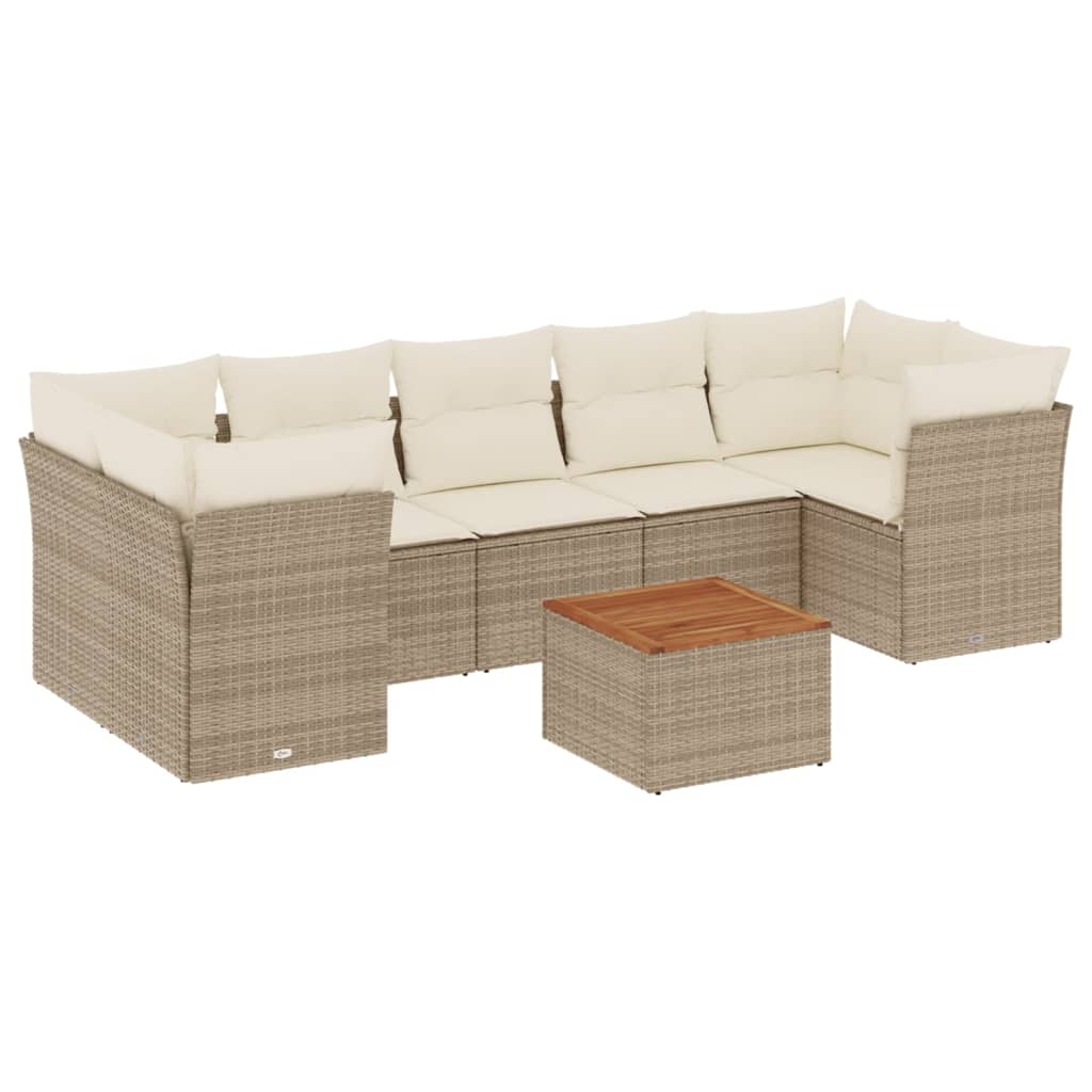 8-delige Loungeset met kussens poly rattan beige is nu te koop bij PeponiXL, paradijselijk wonen!