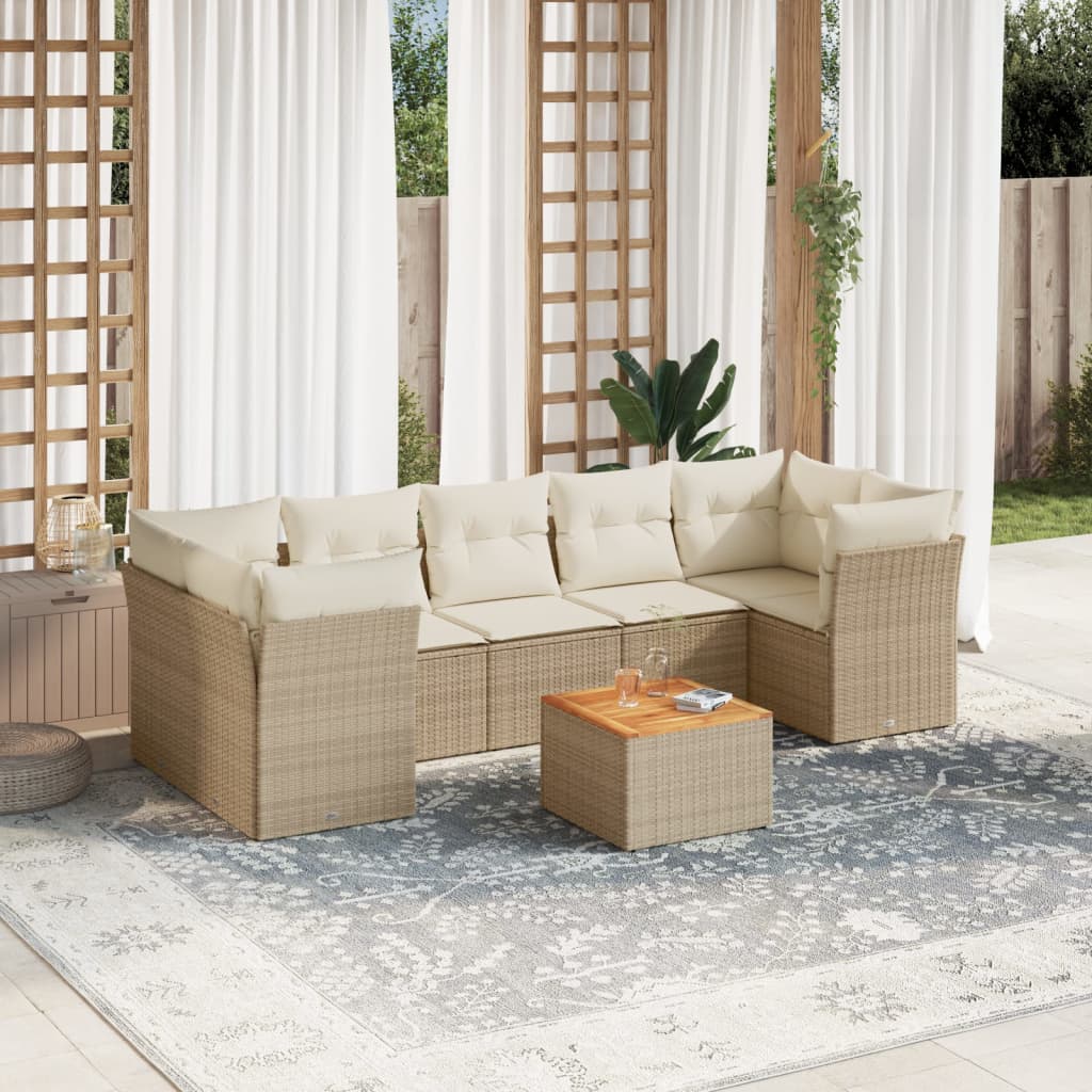 8-delige Loungeset met kussens poly rattan beige is nu te koop bij PeponiXL, paradijselijk wonen!