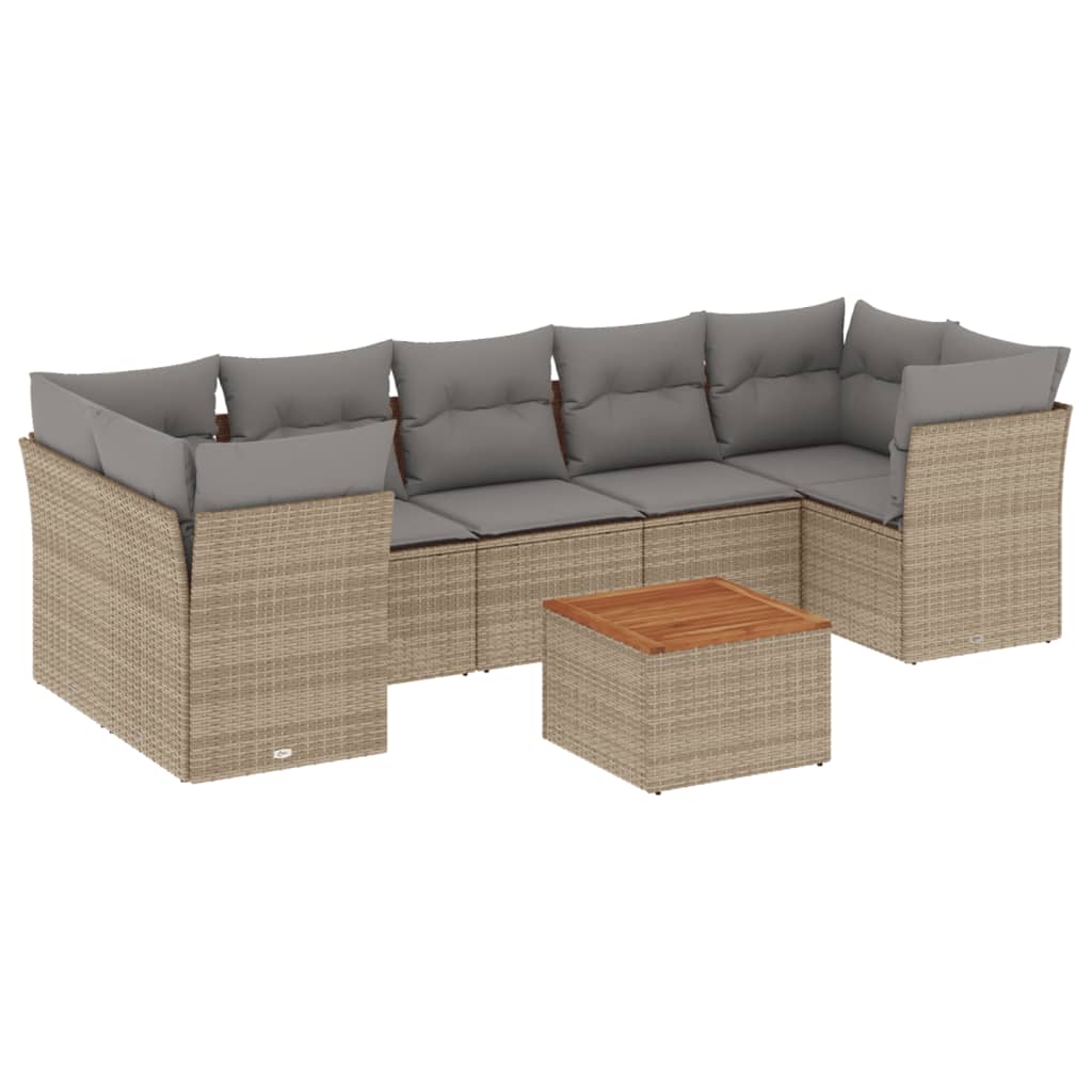 8-delige Loungeset met kussens poly rattan gemengd beige is nu te koop bij PeponiXL, paradijselijk wonen!
