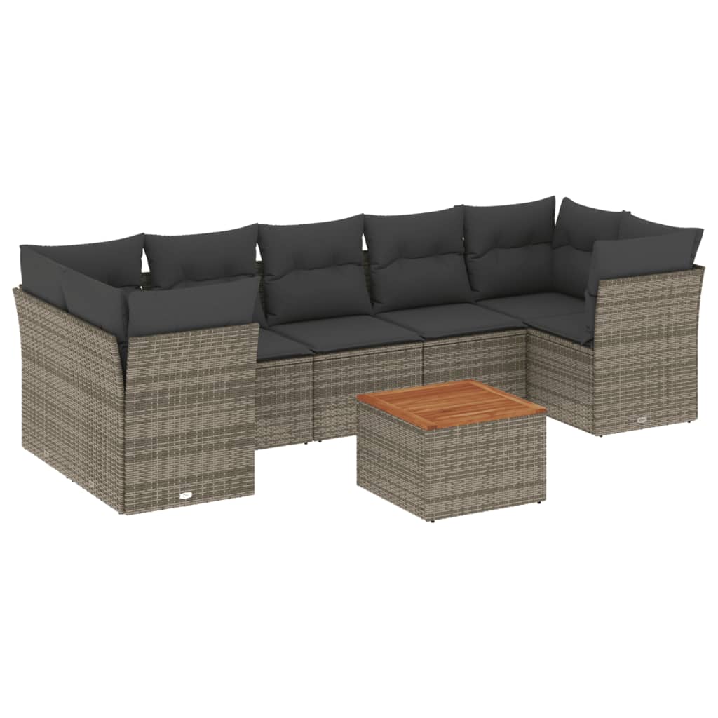 8-delige Loungeset met kussens poly rattan grijs is nu te koop bij PeponiXL, paradijselijk wonen!