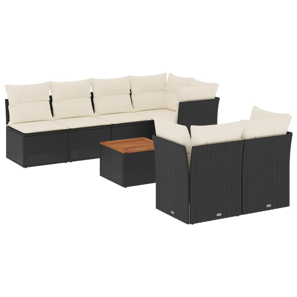 8-delige Loungeset met kussens poly rattan zwart is nu te koop bij PeponiXL, paradijselijk wonen!