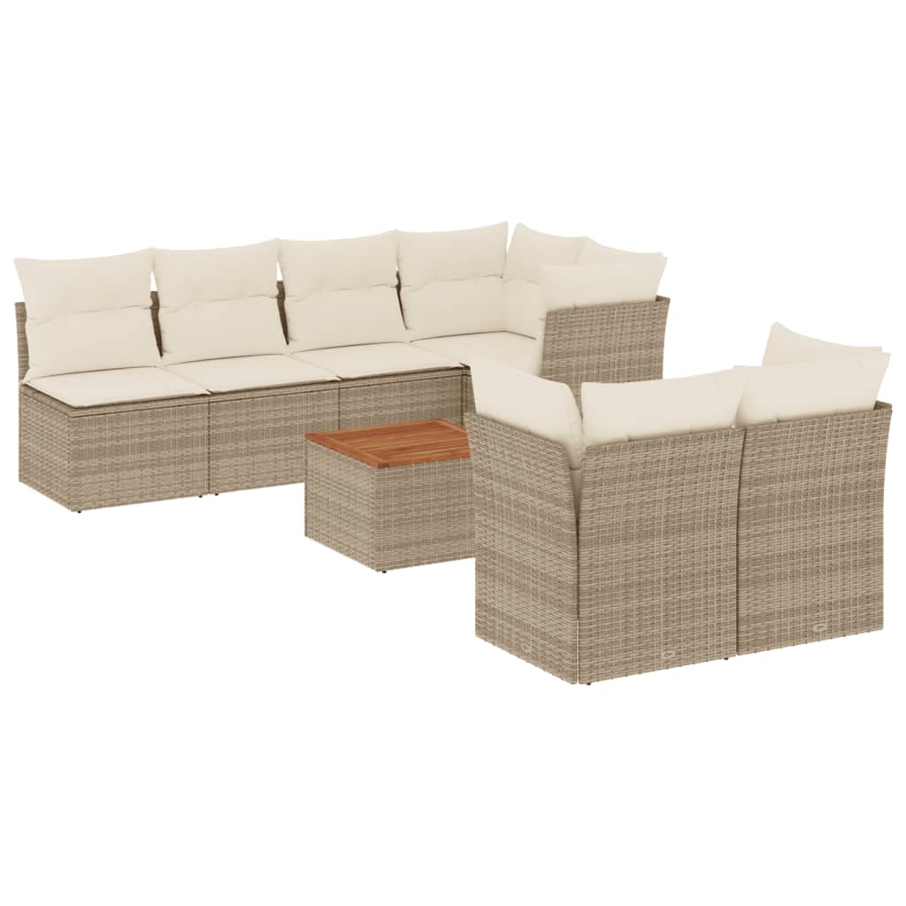 8-delige Loungeset met kussens poly rattan beige is nu te koop bij PeponiXL, paradijselijk wonen!