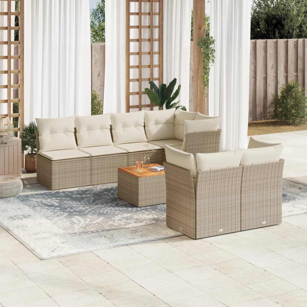 8-delige Loungeset met kussens poly rattan beige is nu te koop bij PeponiXL, paradijselijk wonen!