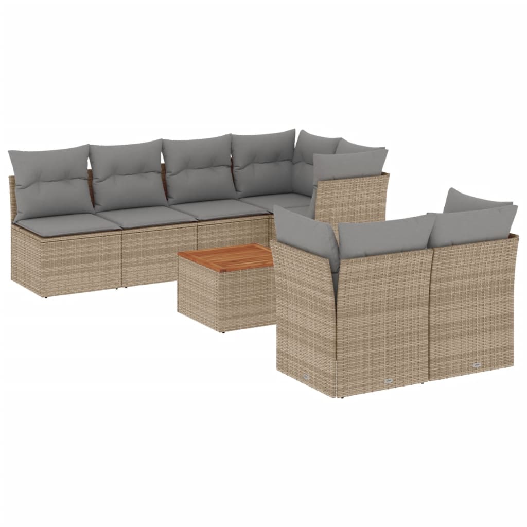 8-delige Loungeset met kussens poly rattan gemengd beige is nu te koop bij PeponiXL, paradijselijk wonen!