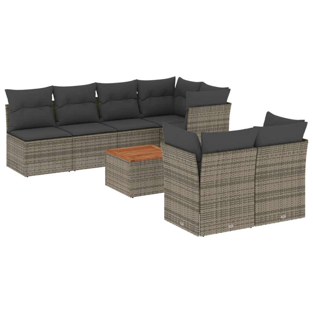 8-delige Loungeset met kussens poly rattan grijs is nu te koop bij PeponiXL, paradijselijk wonen!