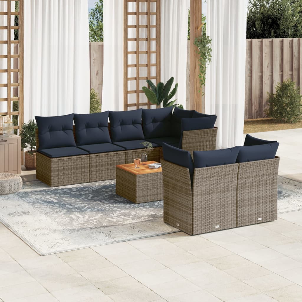 8-delige Loungeset met kussens poly rattan grijs is nu te koop bij PeponiXL, paradijselijk wonen!