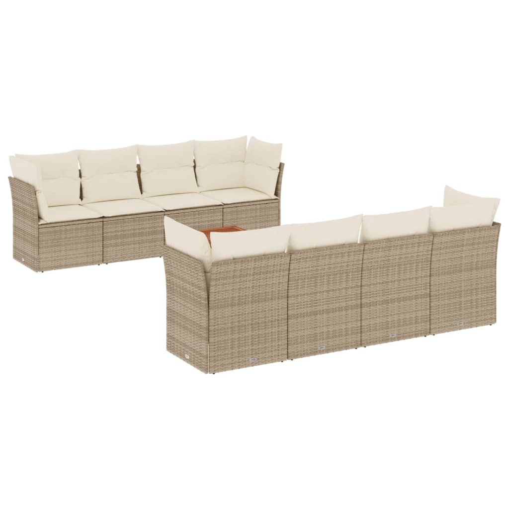 9-delige Loungeset met kussens poly rattan beige is nu te koop bij PeponiXL, paradijselijk wonen!