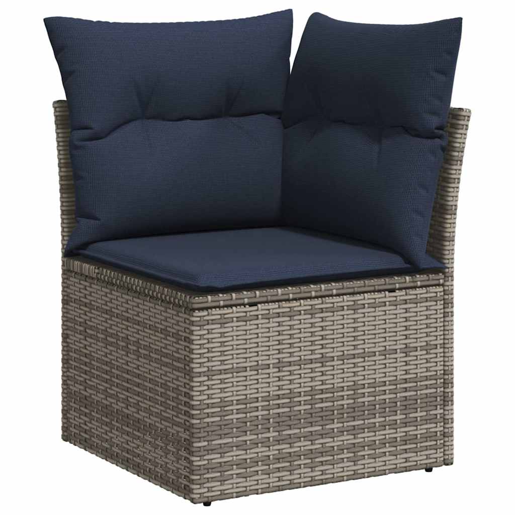 9-delige Loungeset met kussens poly rattan grijs is nu te koop bij PeponiXL, paradijselijk wonen!