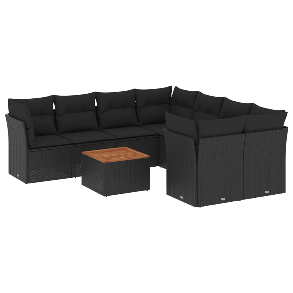 9-delige Loungeset met kussens poly rattan zwart is nu te koop bij PeponiXL, paradijselijk wonen!