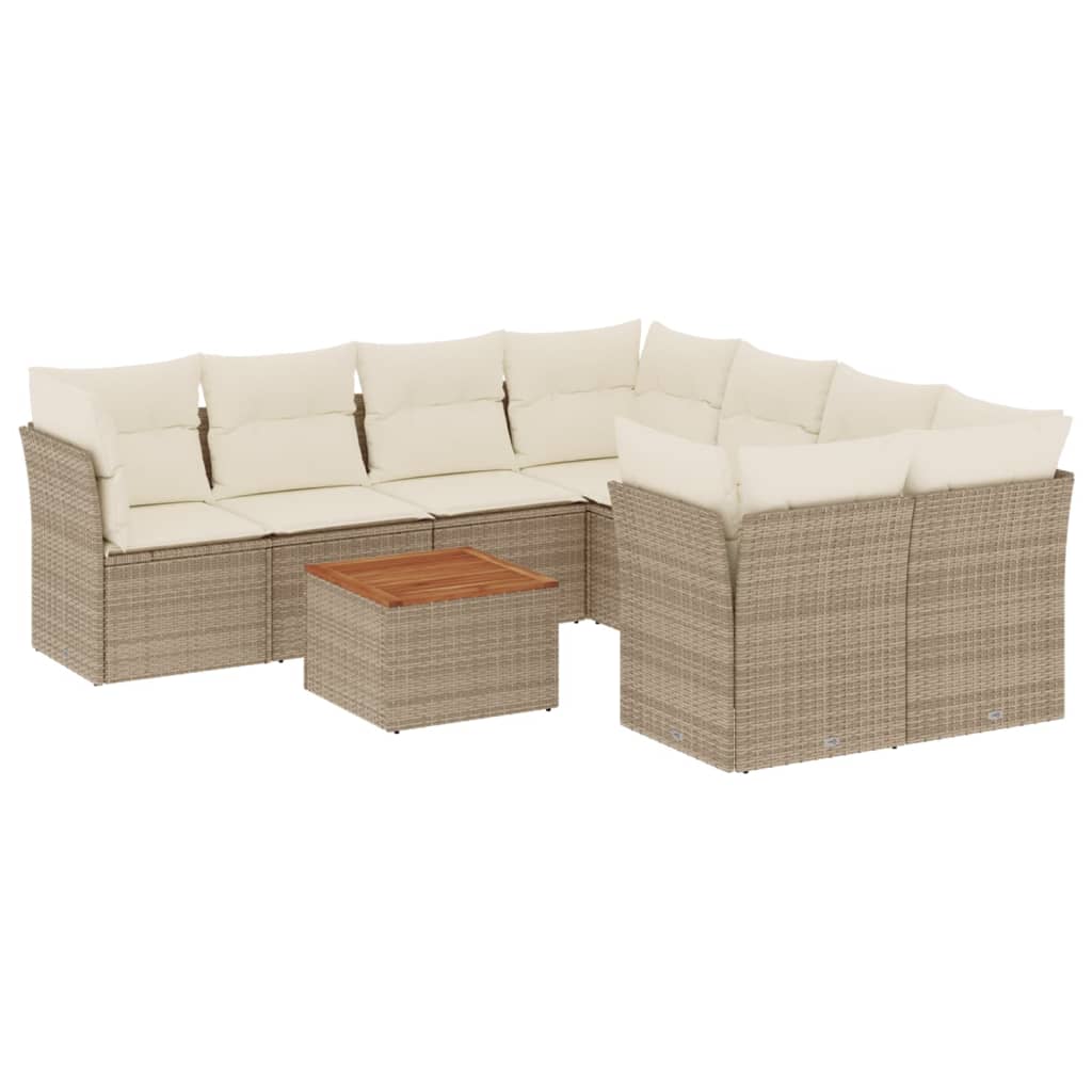 9-delige Loungeset met kussens poly rattan beige is nu te koop bij PeponiXL, paradijselijk wonen!