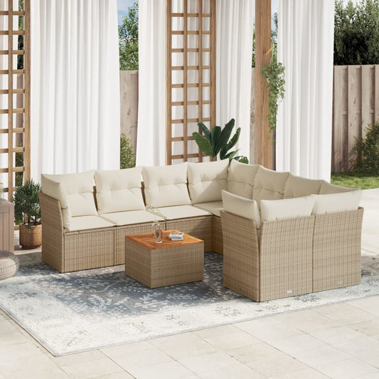 9-delige Loungeset met kussens poly rattan beige is nu te koop bij PeponiXL, paradijselijk wonen!