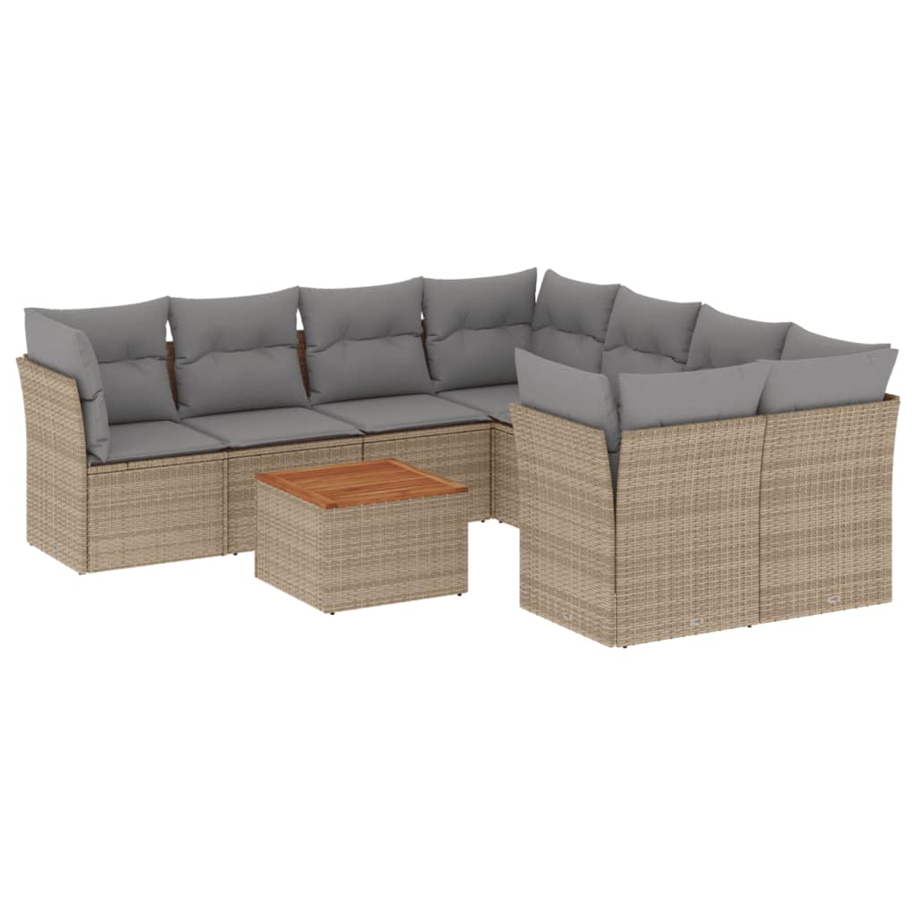9-delige Loungeset met kussens poly rattan gemengd beige is nu te koop bij PeponiXL, paradijselijk wonen!