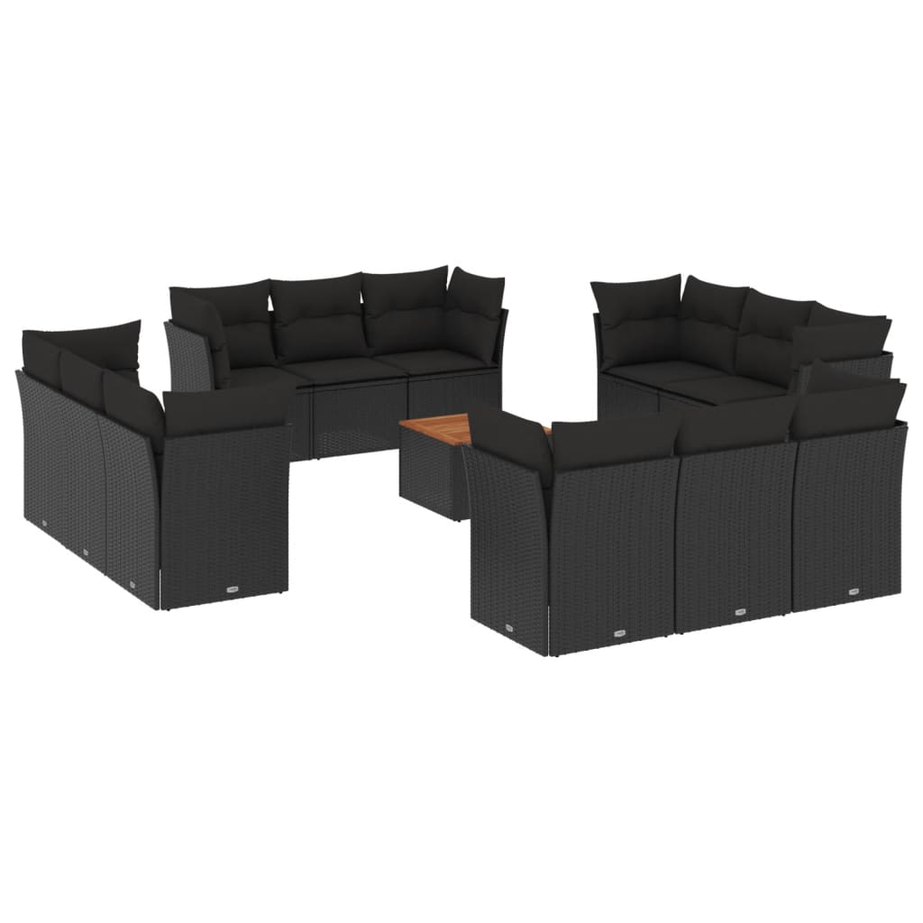 13-delige Loungeset met kussens poly rattan zwart is nu te koop bij PeponiXL, paradijselijk wonen!