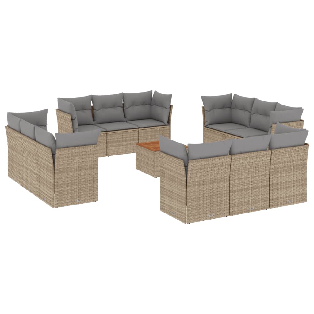 13-delige Loungeset met kussens poly rattan gemengd beige is nu te koop bij PeponiXL, paradijselijk wonen!