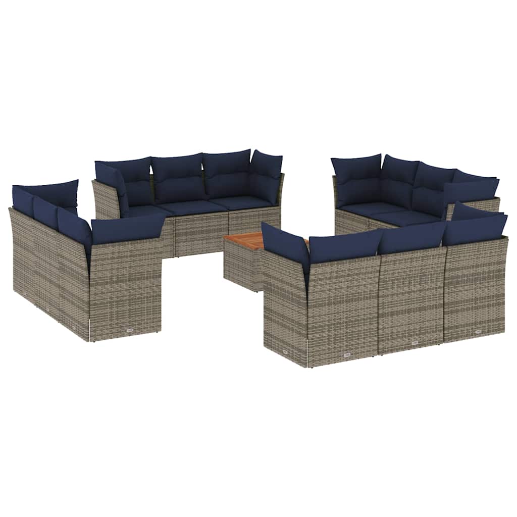 13-delige Loungeset met kussens poly rattan grijs is nu te koop bij PeponiXL, paradijselijk wonen!