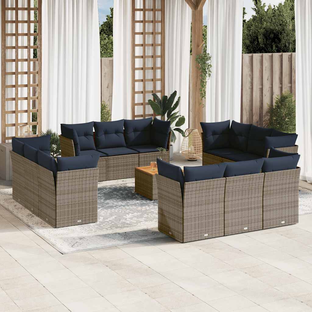 13-delige Loungeset met kussens poly rattan grijs is nu te koop bij PeponiXL, paradijselijk wonen!