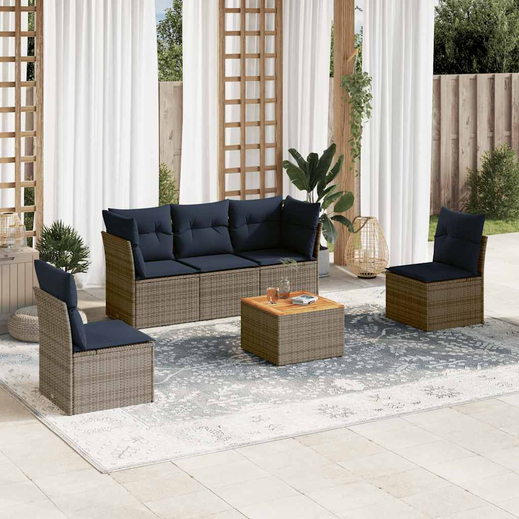 6-delige Loungeset met kussens poly rattan grijs is nu te koop bij PeponiXL, paradijselijk wonen!