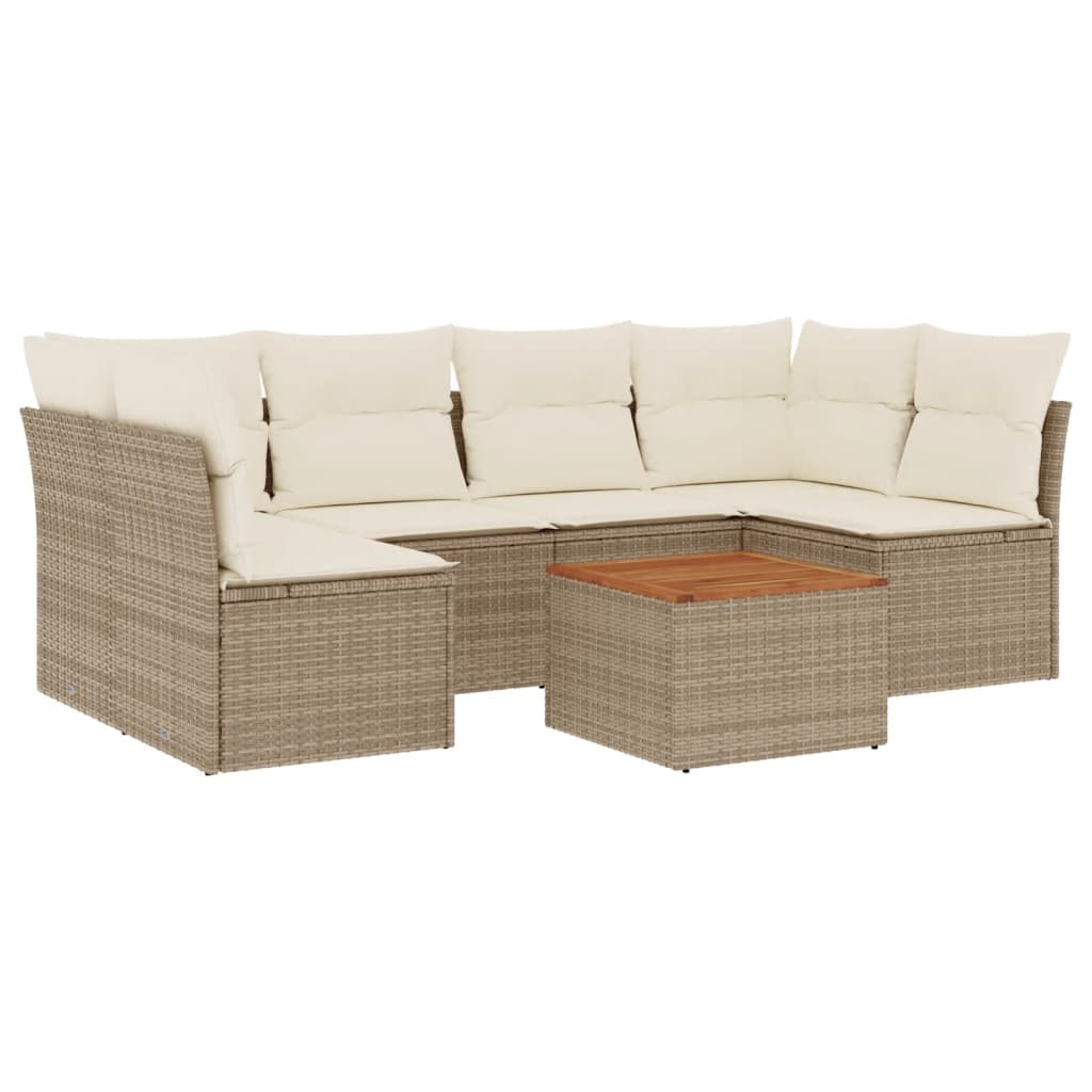 7-delige Loungeset met kussens poly rattan beige is nu te koop bij PeponiXL, paradijselijk wonen!
