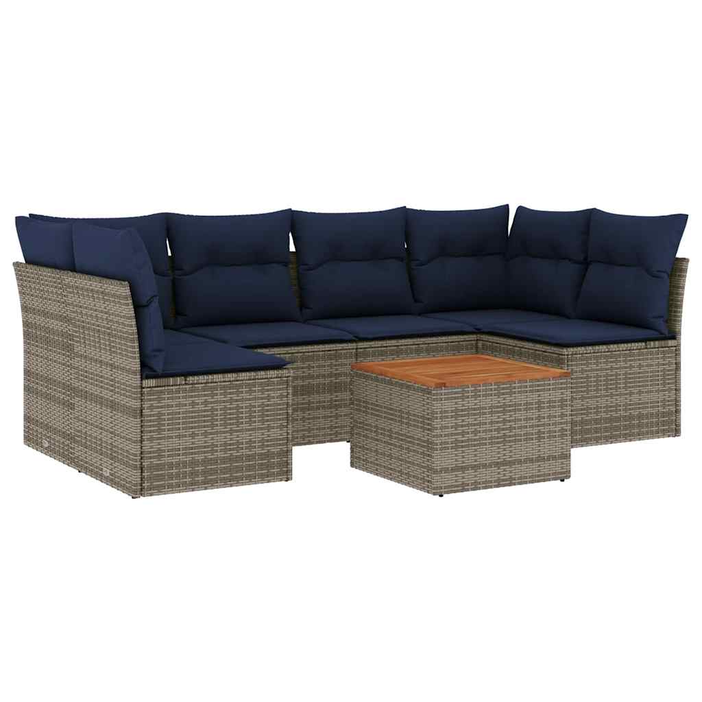 7-delige Loungeset met kussens poly rattan grijs is nu te koop bij PeponiXL, paradijselijk wonen!