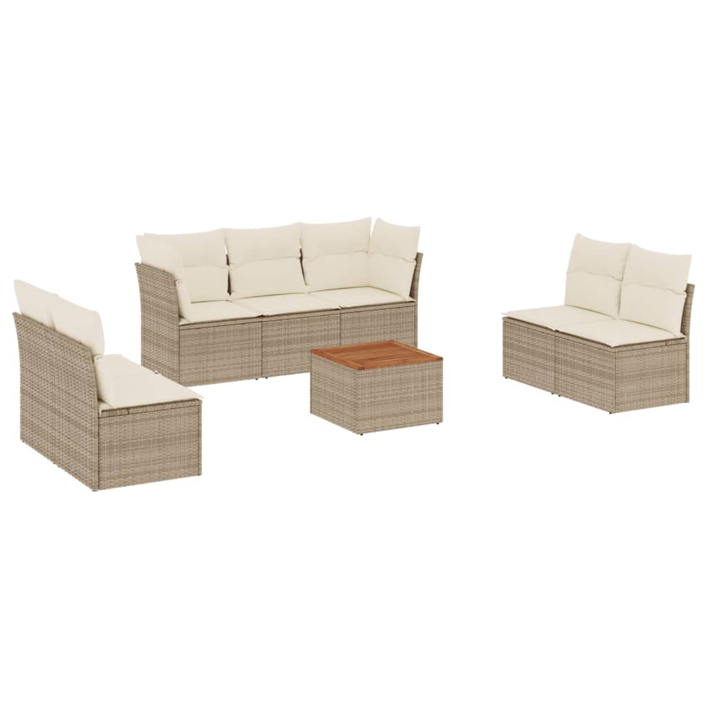 8-delige Loungeset met kussens poly rattan beige is nu te koop bij PeponiXL, paradijselijk wonen!