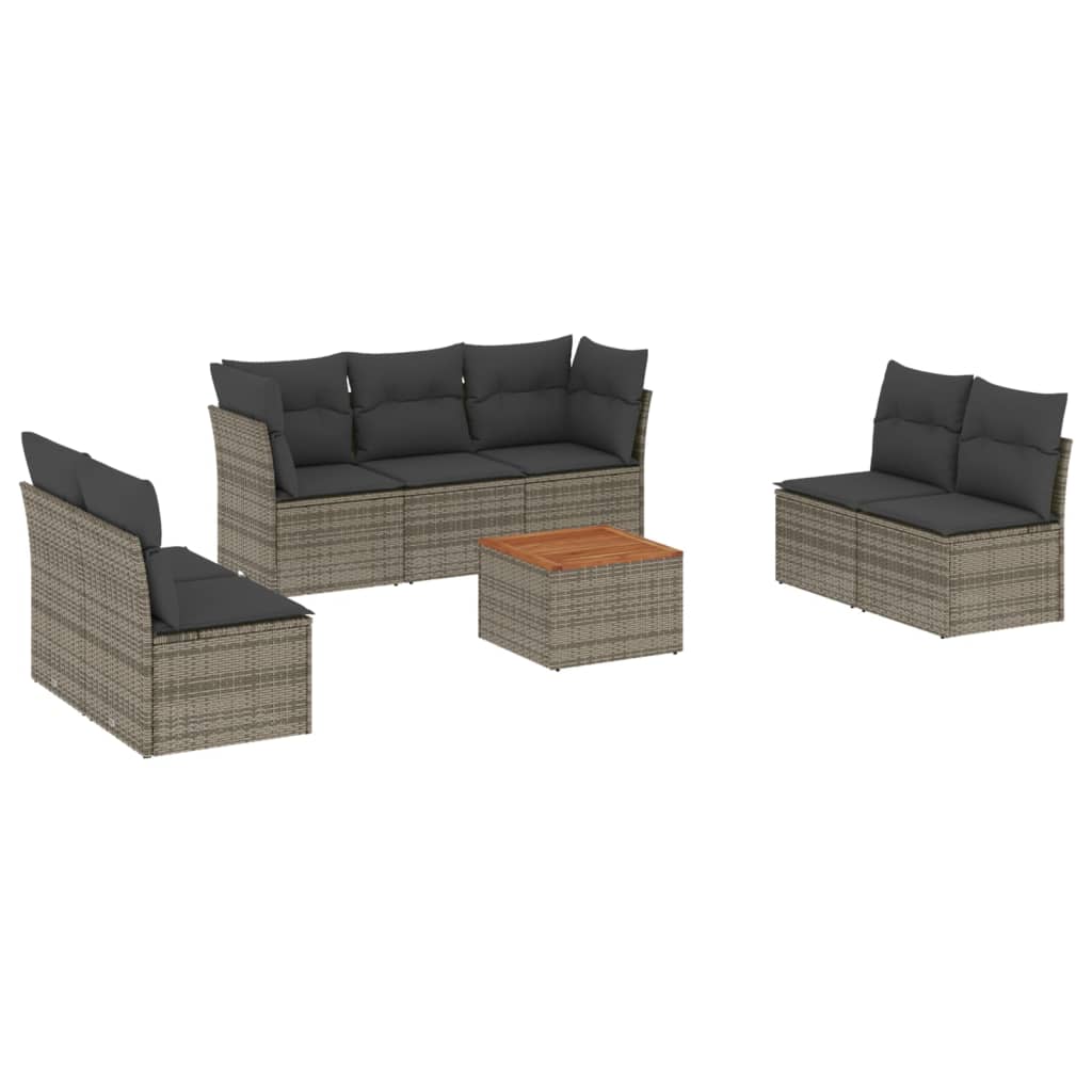 8-delige Loungeset met kussens poly rattan grijs is nu te koop bij PeponiXL, paradijselijk wonen!