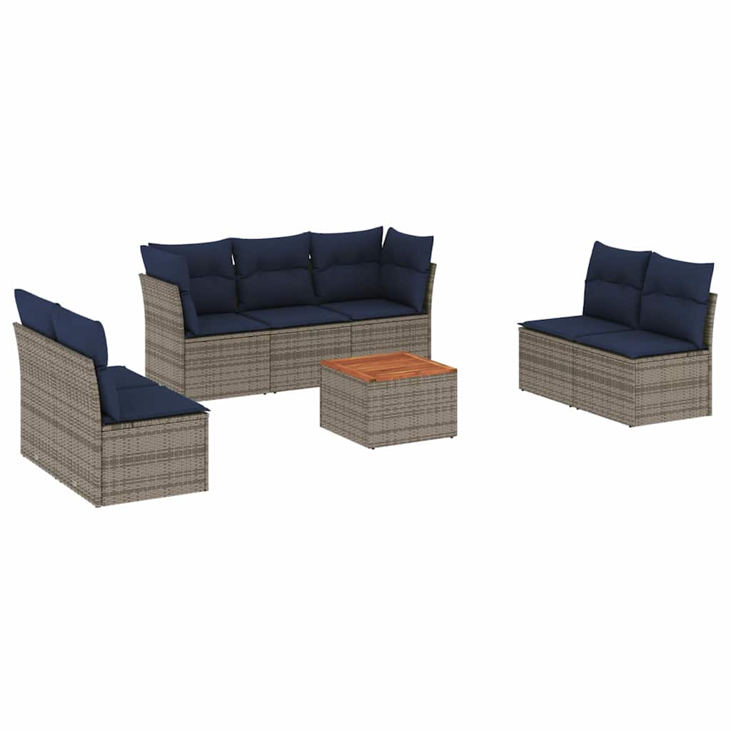 8-delige Loungeset met kussens poly rattan grijs is nu te koop bij PeponiXL, paradijselijk wonen!