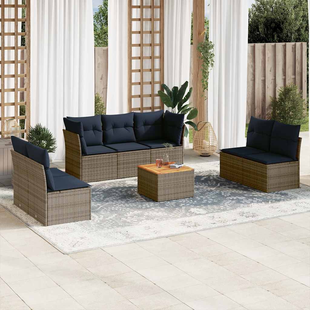 8-delige Loungeset met kussens poly rattan grijs is nu te koop bij PeponiXL, paradijselijk wonen!