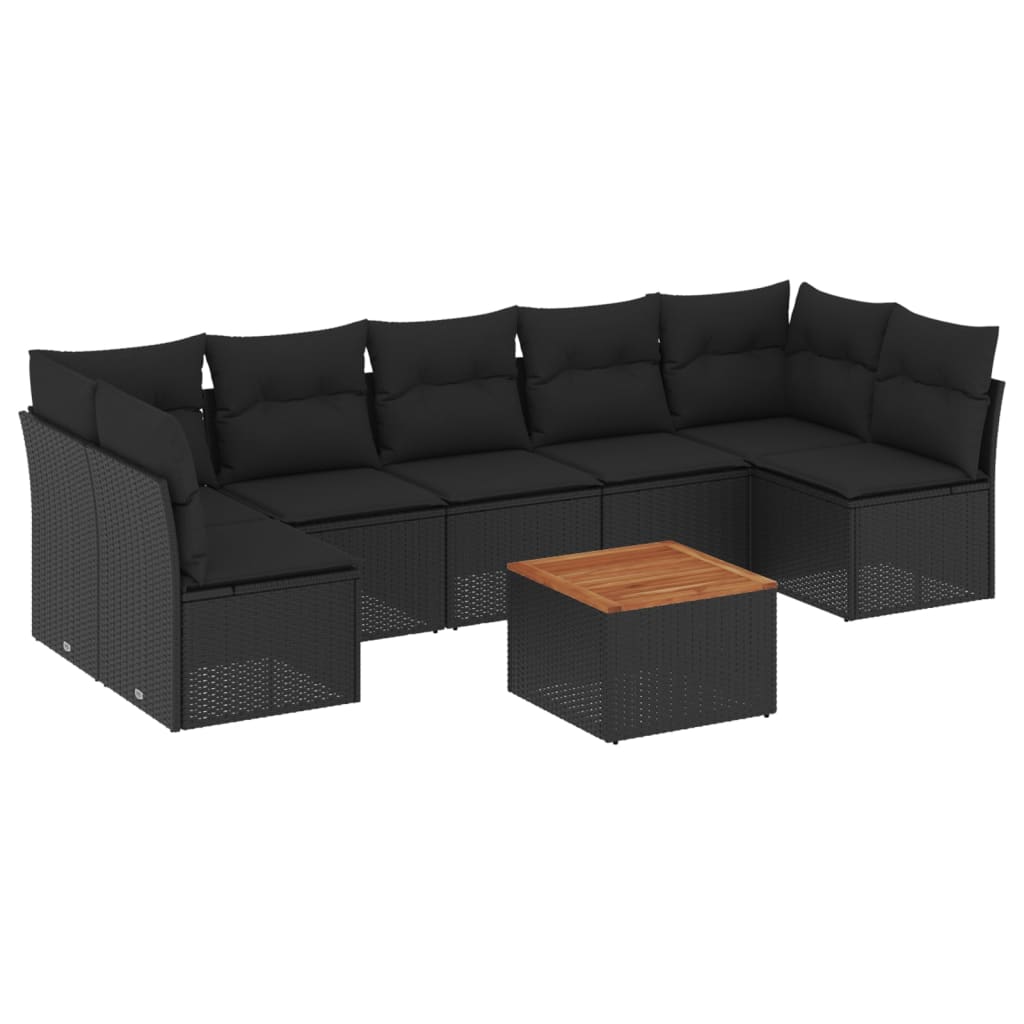 8-delige Loungeset met kussens poly rattan zwart is nu te koop bij PeponiXL, paradijselijk wonen!