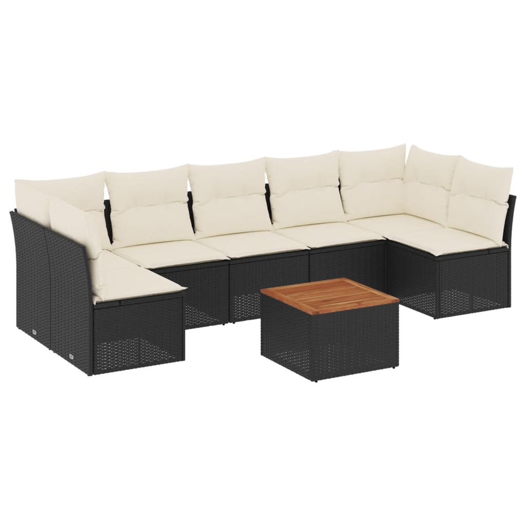 8-delige Loungeset met kussens poly rattan zwart is nu te koop bij PeponiXL, paradijselijk wonen!