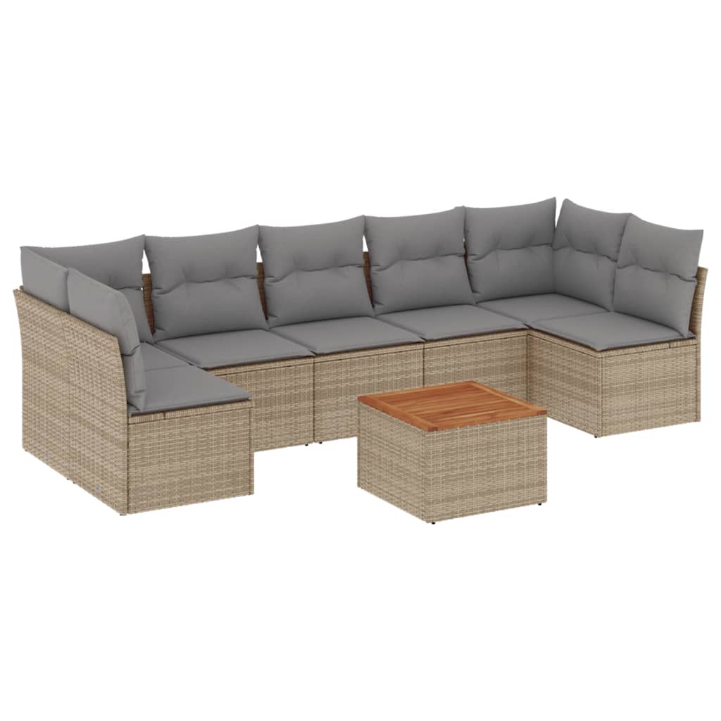 8-delige Loungeset met kussens poly rattan gemengd beige is nu te koop bij PeponiXL, paradijselijk wonen!