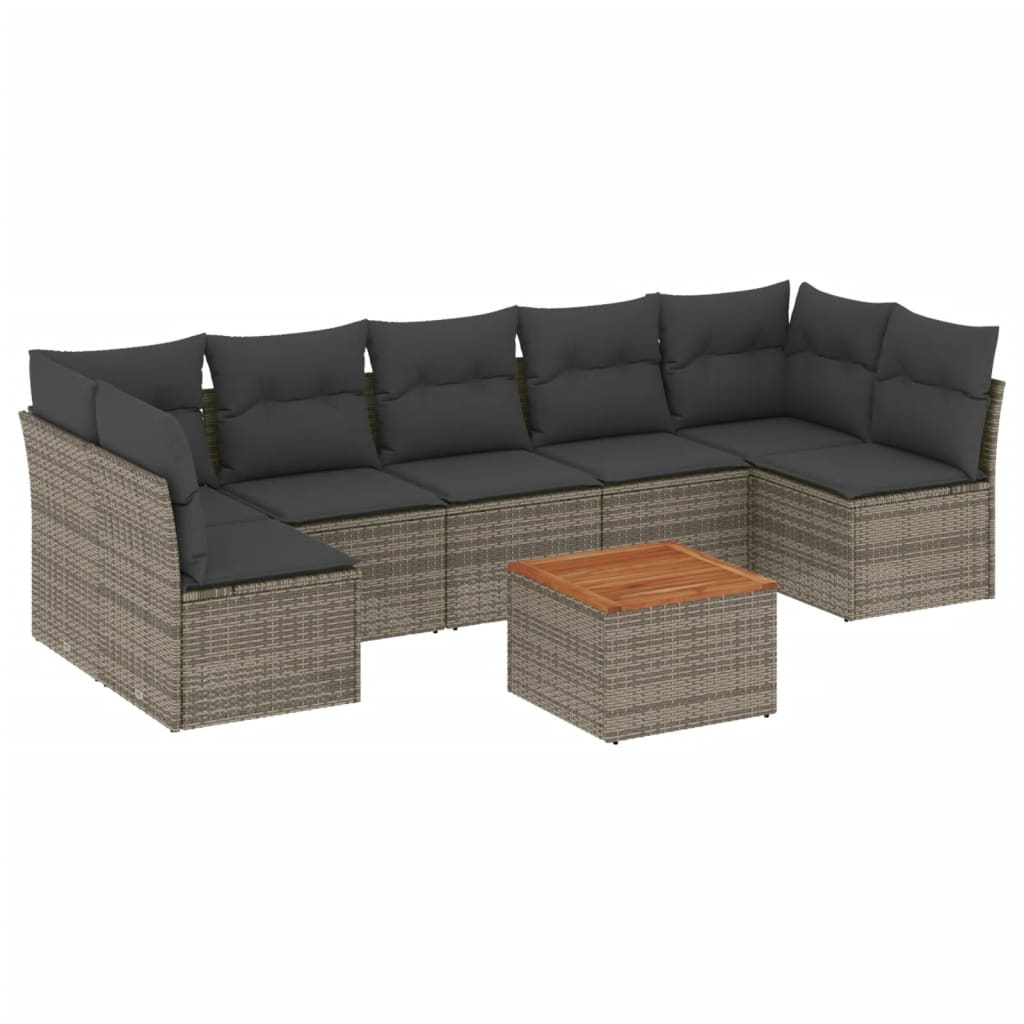 8-delige Loungeset met kussens poly rattan grijs is nu te koop bij PeponiXL, paradijselijk wonen!