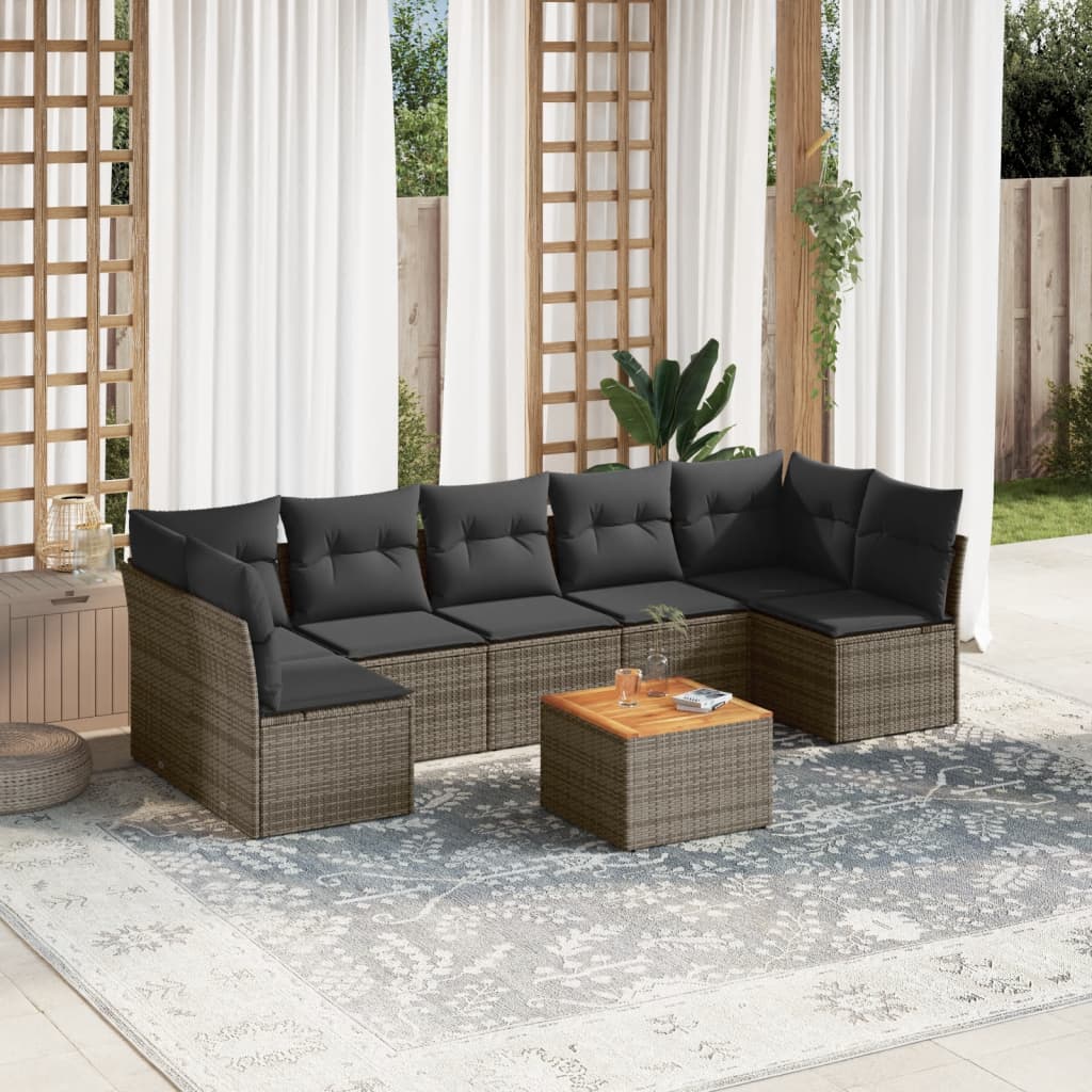 8-delige Loungeset met kussens poly rattan grijs is nu te koop bij PeponiXL, paradijselijk wonen!