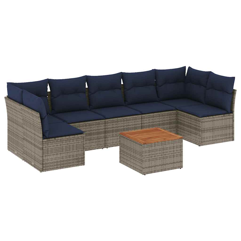 8-delige Loungeset met kussens poly rattan grijs is nu te koop bij PeponiXL, paradijselijk wonen!