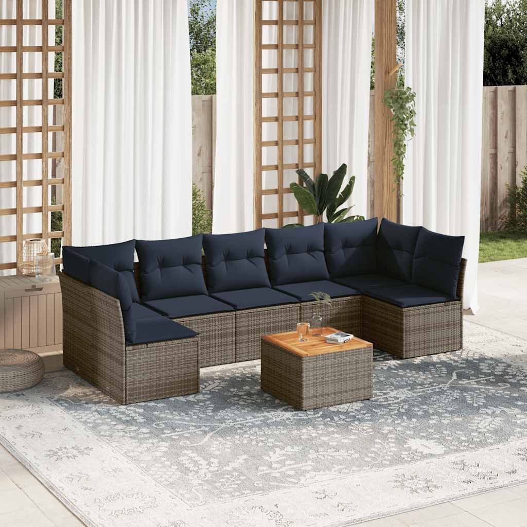 8-delige Loungeset met kussens poly rattan grijs is nu te koop bij PeponiXL, paradijselijk wonen!