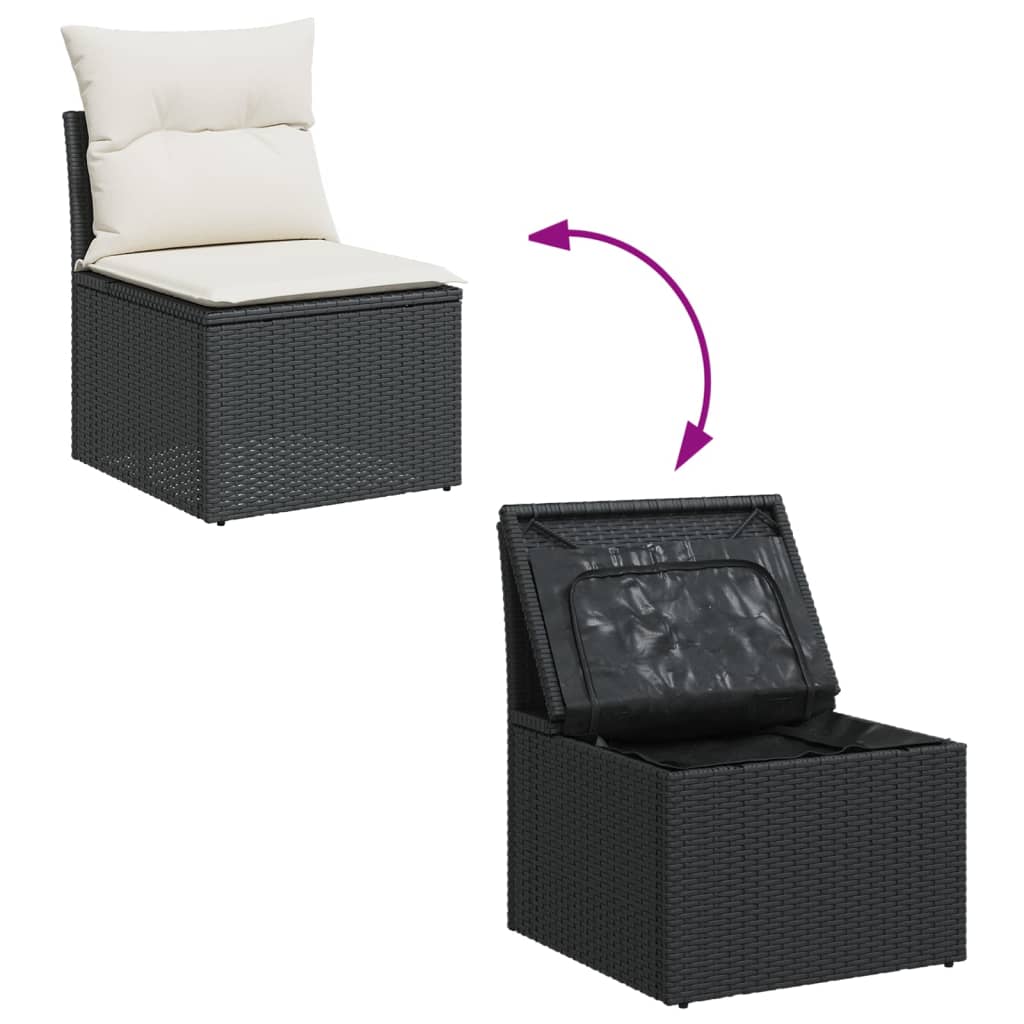 9-delige Loungeset met kussens poly rattan zwart is nu te koop bij PeponiXL, paradijselijk wonen!