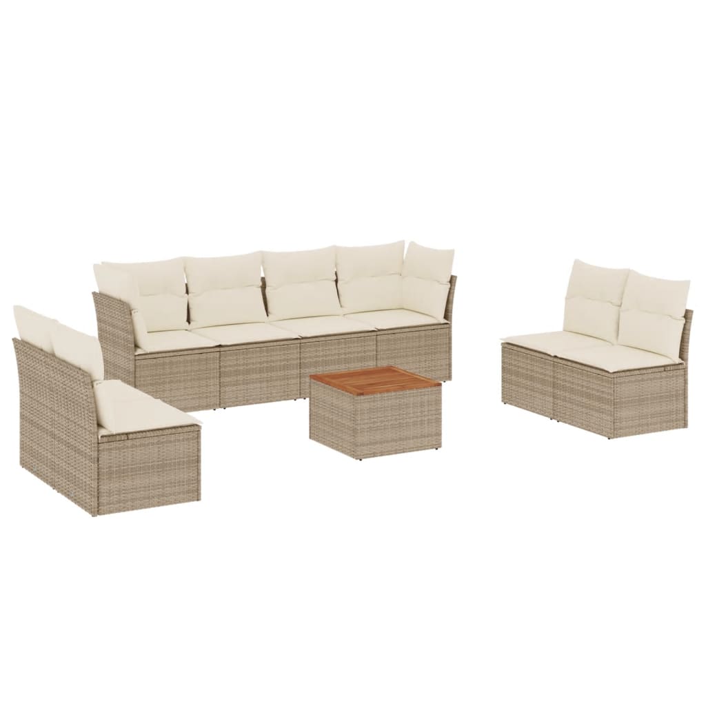 9-delige Loungeset met kussens poly rattan beige is nu te koop bij PeponiXL, paradijselijk wonen!