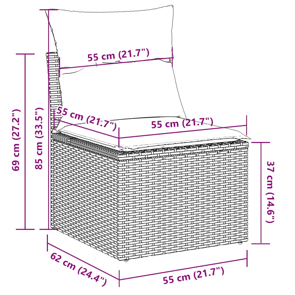 9-delige Loungeset met kussens poly rattan grijs is nu te koop bij PeponiXL, paradijselijk wonen!