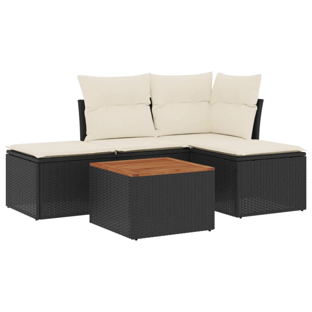 5-delige Loungeset met kussens poly rattan zwart is nu te koop bij PeponiXL, paradijselijk wonen!