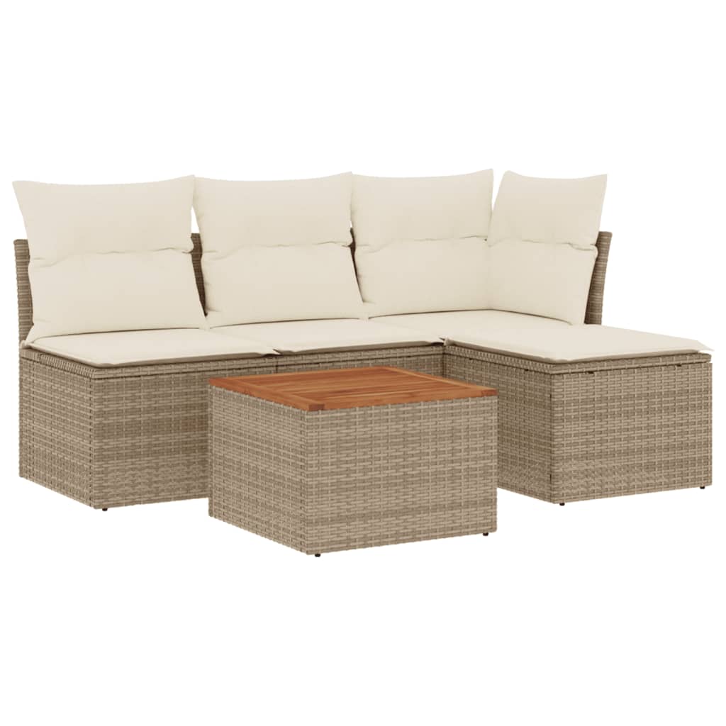 5-delige Loungeset met kussens poly rattan beige is nu te koop bij PeponiXL, paradijselijk wonen!