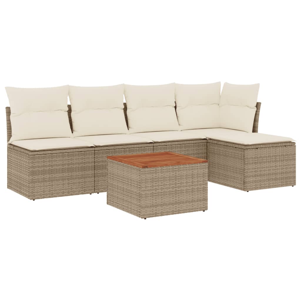 6-delige Loungeset met kussens poly rattan beige is nu te koop bij PeponiXL, paradijselijk wonen!